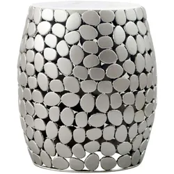 BEISTELLTISCH DIEMEL, Marmor, handgefertigt, Silber-Weiß, Ø 40 x 46 cm