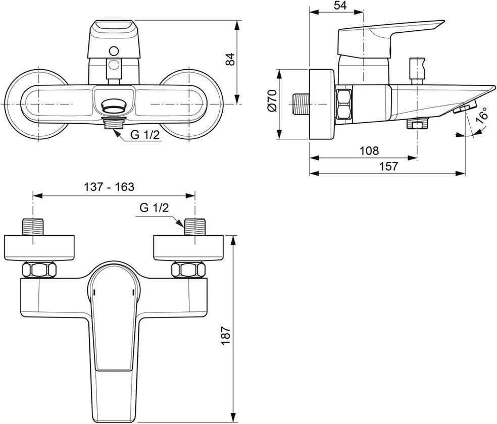 Ideal Standard Einhebel-Wannenarmatur AP