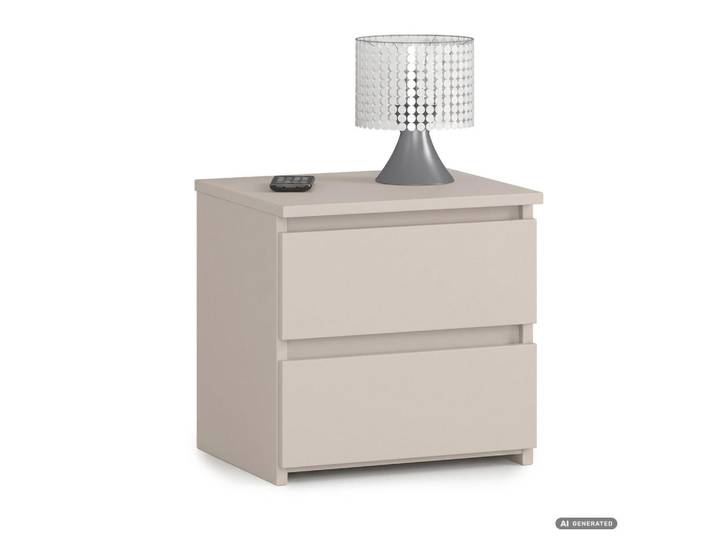 Akord Nachttisch CL2 Kaschmir 40 cm 2 Schubladen Front Kaschmir B40xH40xT35 cm, Beige, Uni, Rechteckig, 40x40x35 cm, Schlafzimmer, Nachtkästchen
