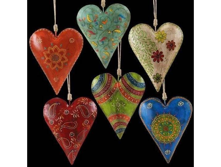 6 coeurs decoratifs a pendre 17 cm