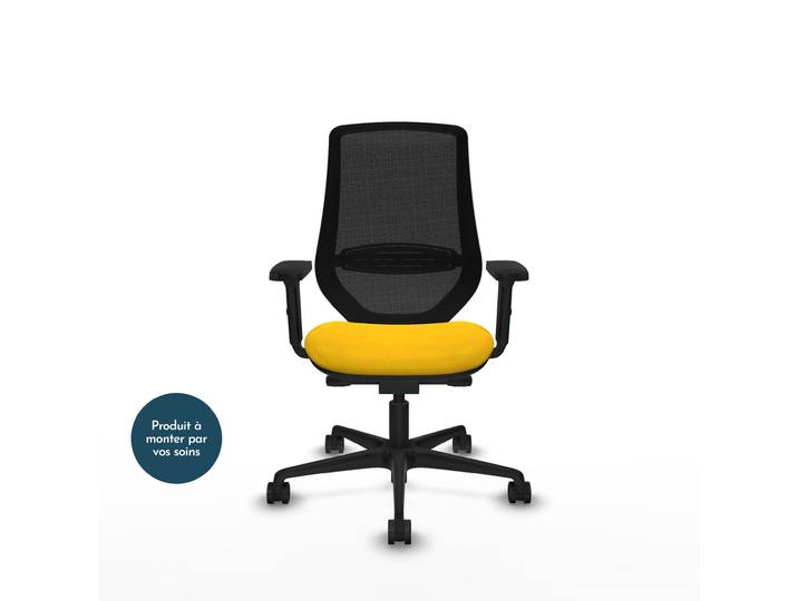 Piqueras y Crespo MARDOS Fauteuil ergonomique Dossier Maille - Accoudoirs 2D - Assise Jaune