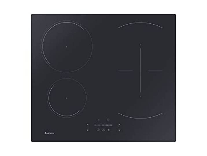 Candy CTP64SC/E1 Plaque de cuisson à induction\, commande Mono Slider\, 4 zones de cuisson\, minuterie\, sécurité enfant\, sans cadre\, verre noir
