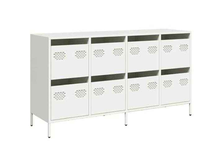 HEFZGDB Sideboard Weiß 135x39x73,5 cm aus kaltgewalztem Stahl, stabiles Sideboard mit starker Oberplatte, robuste Metall Kommode mit Schubladen, modernes mit praktischem Stauraum,