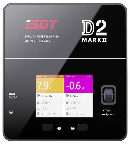 ISDT D-2 MARK2 Modellbau-Multifunktionsladegerät 12A LiPo, LiIon, LiFePO, LiHV, NiMH, NiCd, Blei
