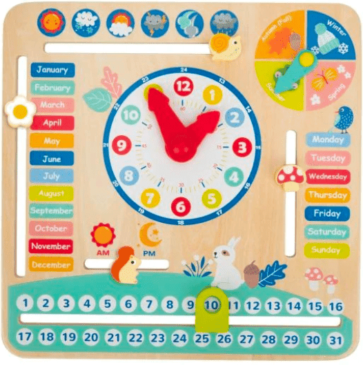 Tooky Toys Tooky Toy's Wooden Calendar for Kids, 30.2 x 4 x 30.2 cm, Educational Toy