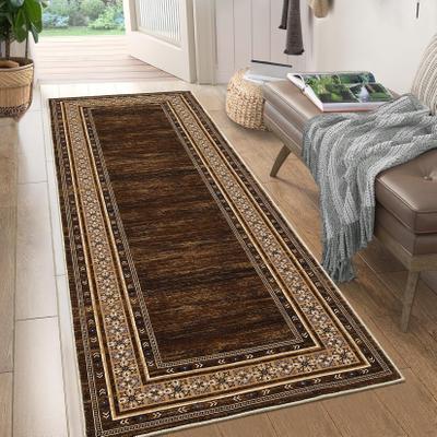 Garvee Vintage Floral Geometric Bordered Area Rug