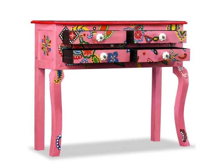 Promotion avril *Table console - bois de manguier massif Rose Peint à la main_5673