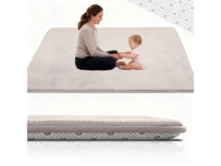 Stqyeiw 3CM Dicker Spielteppich Krabbelmatte Baby Spielmatte, Teppich Kinderzimmer mit Memory-Schaum Rutschfester Entwurf für Kinderzimmer und Schlafzimmer 130 x 200 cm Creme