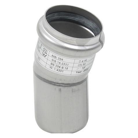 Blücher bøjn.15.0gr.50mm - m.O-ring RF AISI 304.Alm RF stål (820.015.050)