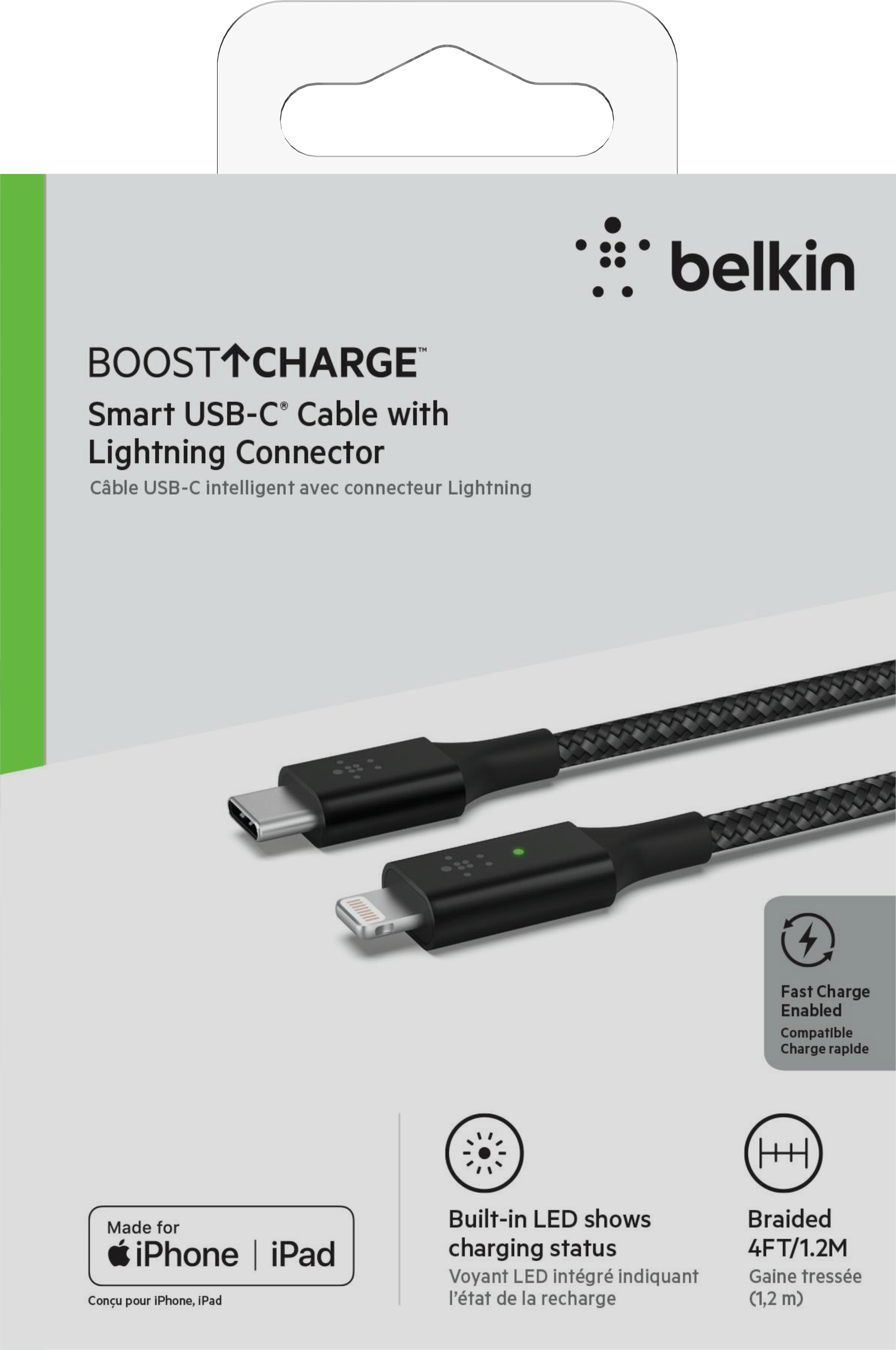Belkin Smart LED USB-C auf Lightning Kabel 1,2m schwarz