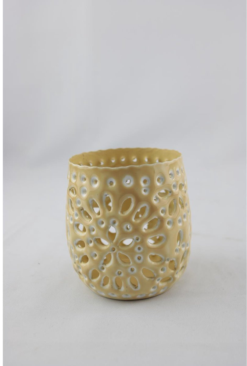 Beige waxinelichthouder voor adults B/D/H: 10 x 10 x 10 cm