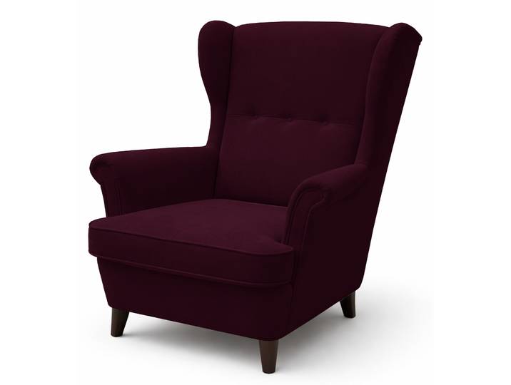 Ohrensessel Malmello burgunderroter Velours, pflegeleicht,