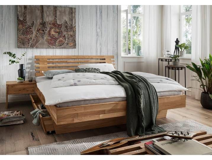 Doppelbett Kopfteil Lamellen 'Astoria II' 180x200cm Wildeiche geölt