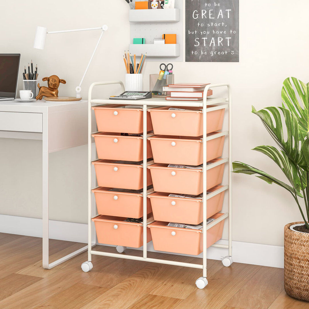 Rebrilliant 10 Drawer Storage Drawer Pink 87cm H X 65cm W X 37cm D
