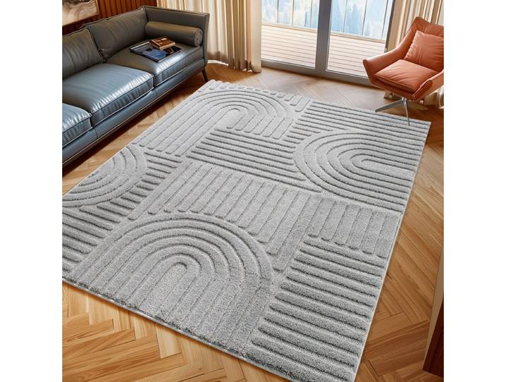 Vloerkleed Art Rond Trendy Japandi Stijl Grijs 160 x 160 cm rond