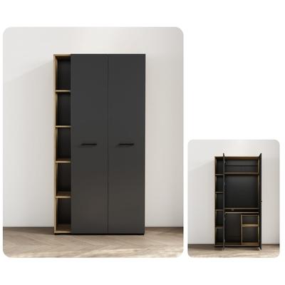 Computerschrank OTTO HOME "Moid", schwarz, B:88,2cm H:174,6cm T:41,5cm, Schränke, Computerschrank, PC-Schrank, mit zwei Türen, mit Tastaturauszug, B 88 cm