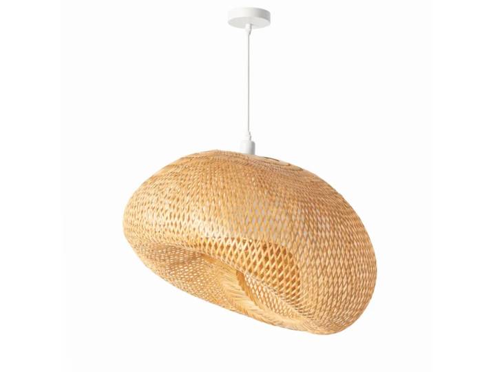 Suspension bambou et osier naturel blanc Ø60x70 cm