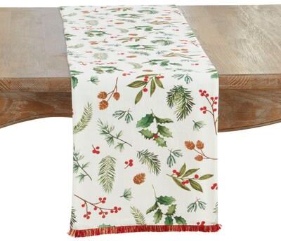 Saro Lifestyle "Holly Branch Table Runner - 13""x72"""