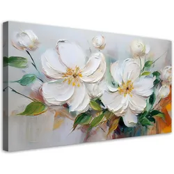 WANDBILD weiße blühende blumen wie gemalt