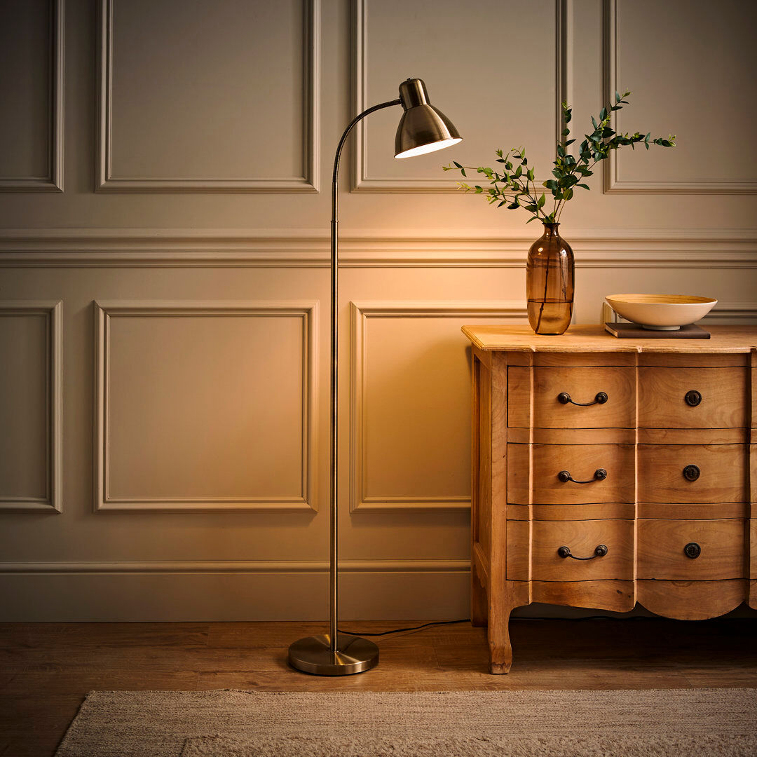 17 Stories Netherby 156 H cm Floor Lamp Antique Brass 156cm H X 23cm W X 23cm D