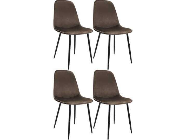 CLP Esszimmerstuhl 4er Set gepolstert Maryam, Küchenstuhl mit Rückenlehne, 150 kg belastbar für Küche, Wohnzimmer und Schlafzimmer Farbe braun Material Samt