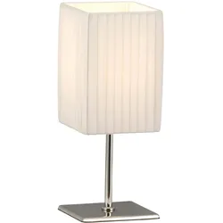 Wohn Ess Zimmer Tisch Lampe weiß dimmbar Fernbedienung Textil Lese Leuchte Chrom im Set inkl RGB LED Leuchtmittel