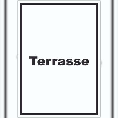 HB-Druck Terrasse Aufkleber mit Text hochkant A3 (297x420mm)