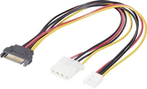 Renkforce Strom Y-Kabel [1x SATA-Strom-Stecker 15pol. - 1x IDE-Strom-Buchse 4pol., Floppy Stecker 4pol.] 0.20m Schwarz, Rot, Gelb
