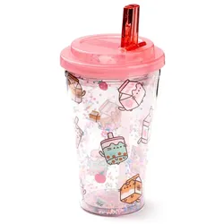 Puckator Push Cat Sips bruchsicherer Kunststoffbecher, Trinkgläser, Rosa