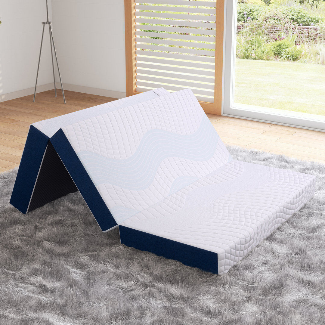 DubidapOn 10 & 15cm Medium-Firm Foldable Memory Foam Mattress, Gel-Infused, Removal Cover, Shipped In-A-Box Small Double (4')/10 cm