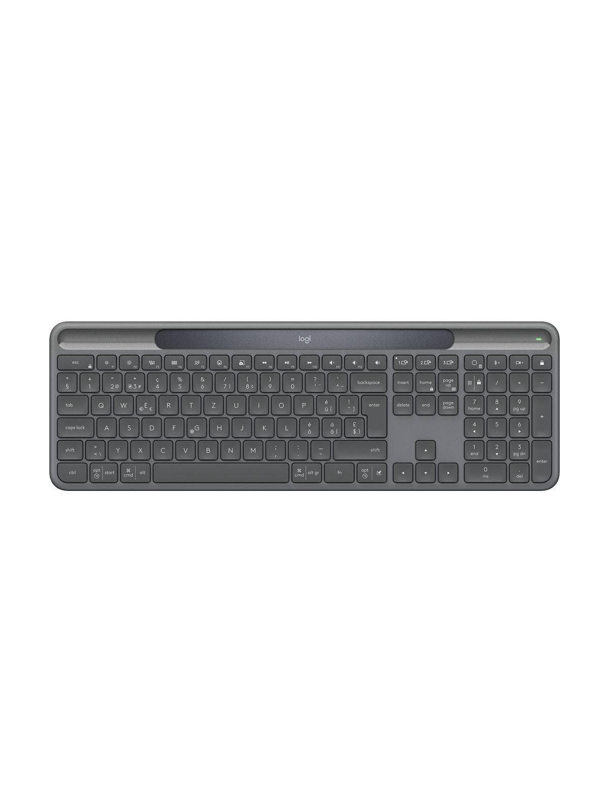 Logitech K980 Signature Slim Solar+ for Business - Tastatur - Full-Size - Schweiz - Grau