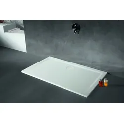 Duschwanne Muna 1300x800x30, Hoesch, Serie Muna, Antirutsch, Schiefergrau, Solique, 30 mm Höhe, 90 mm Ablaufdurchmesser