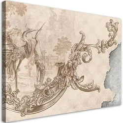 WANDBILD vögel und blätter boho