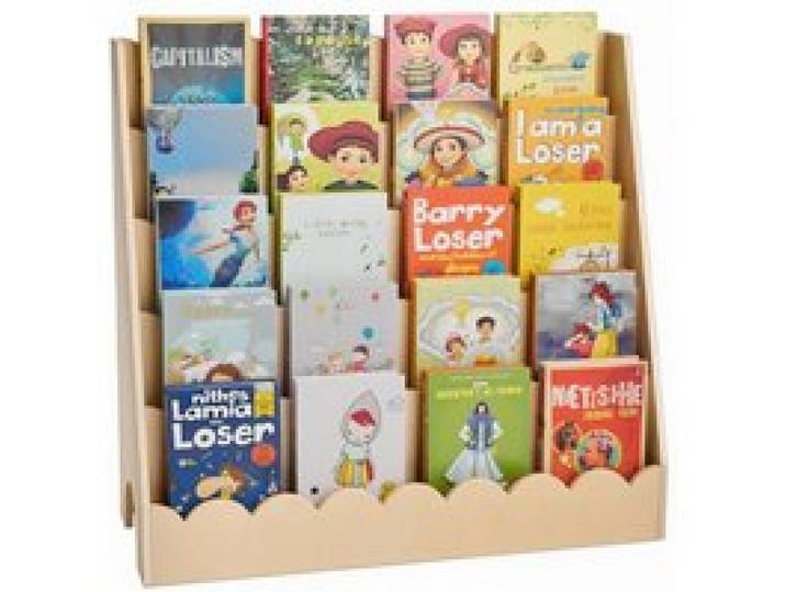 VEVOR Montessori Bücherregal 5-stöckiges Kinderbücherregal mit Wellenschliff, nach vorne gerichtetes Büchergestell mit Doppelhaken, Babybücherregal Kinderzimmerregal für Vorschule Kindergarten