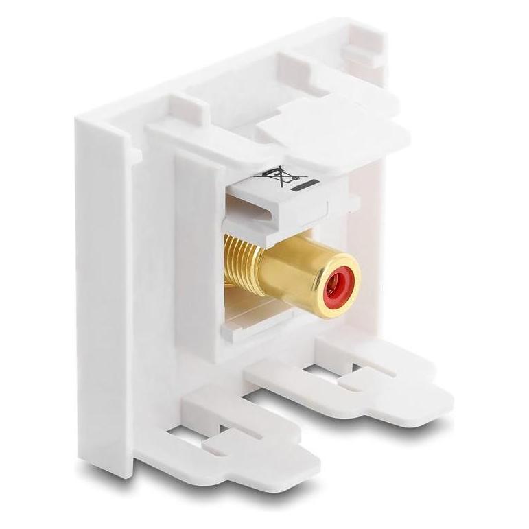 Delock Easy 45 Cinch Buchse zu Cinch Buchse Modul, vergoldet, rot/weiss (Winkeladapter) (430831)