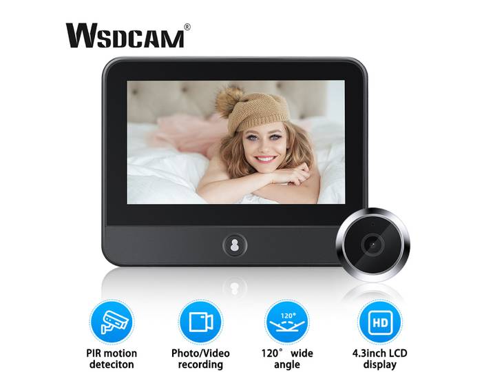 Wsdcam Wifi sonnette 120 degrés grand Angle judas sonnette 1080P numérique sonnette visionneuse détection de mouvement