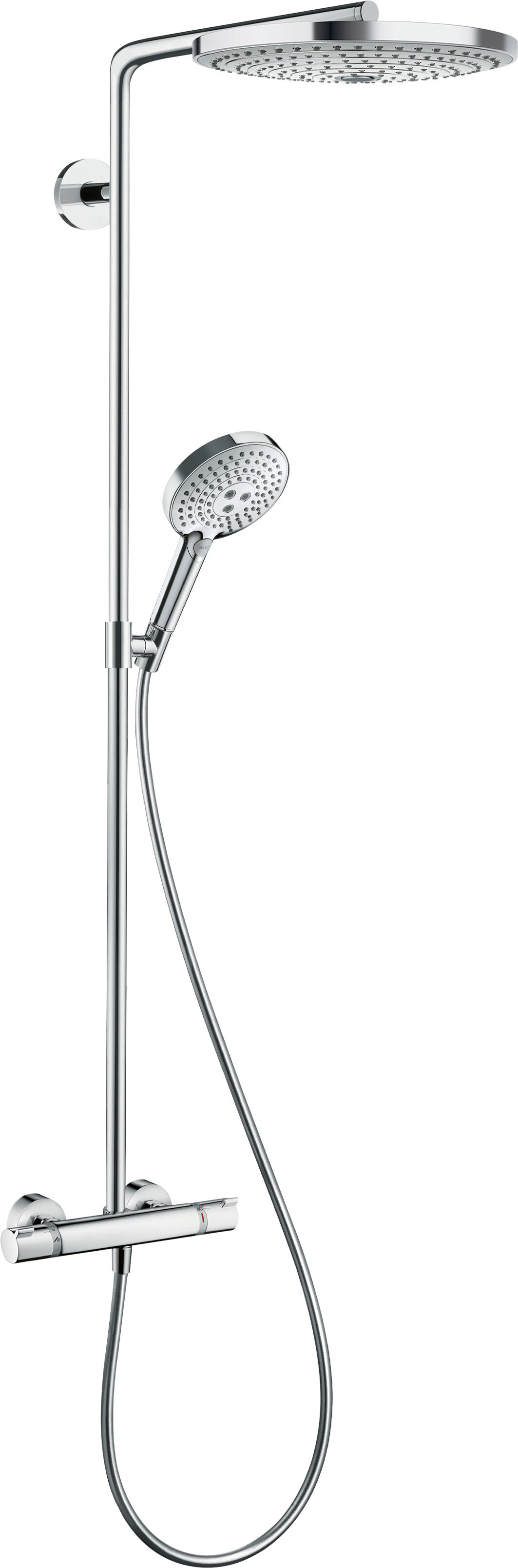 Hansgrohe Raindance Select Showerpipe 27133400 S 300 2jet, blanc / chromé , bras de douche 46cm, pivotante
