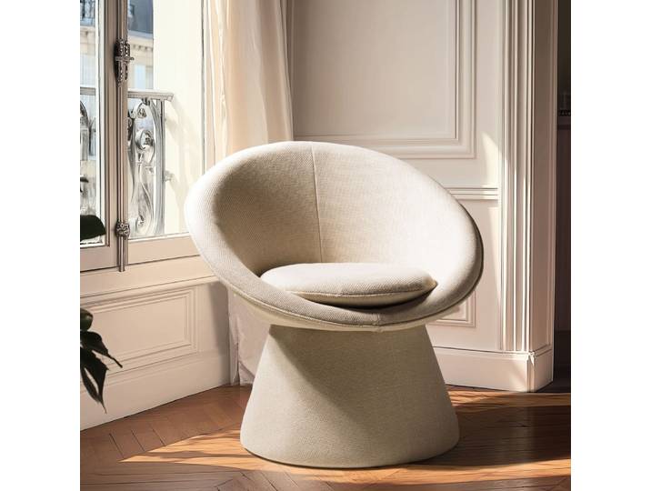 Agathe - Fauteuil Rembourré En Tissu Beige