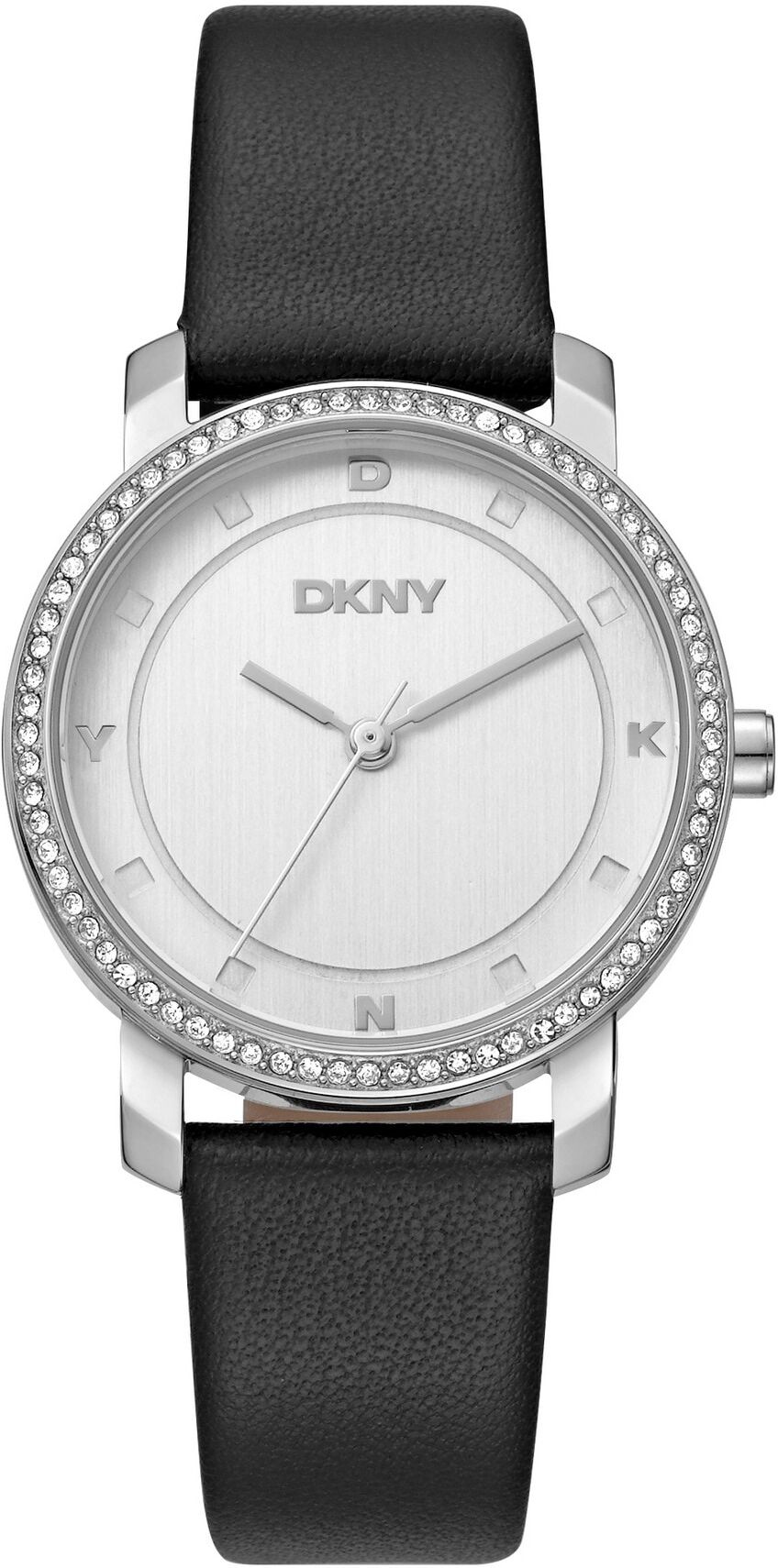Quarzuhr DKNY "Astoria Glitz", schwarz (schwarz, silberfarben), Armbanduhren, Damen, silberfarben, Quarzuhr, Armbanduhr, Damenuhr, Lederarmband, analog