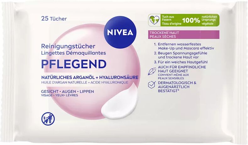 Nivea - Pflegende Reinigungstücher, Visage Pflegend, 25 Stück, Weiss