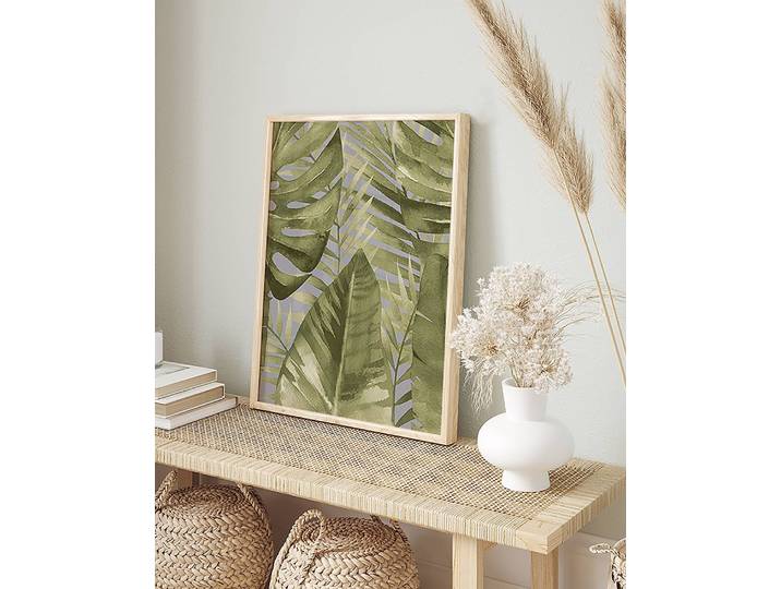 Bild Palm Banana Leaves Buche Massiv, lackiert Acrylglas Multicolor 32 x 42cm