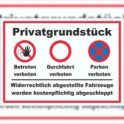 HB-Druck Privatgrundstück Parken verboten Aufkleber A9 (37x52mm)