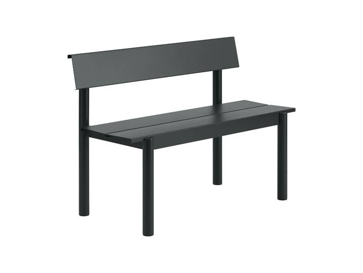 Muuto Banc Linear Steel avec dossier Noir, 110x34 cm
