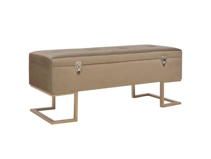 Banquette Banc avec compartiment de rangement - MMF - Beige Velours - Elégance - Chic - 105x40x44 cm