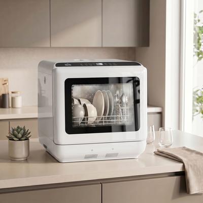 HOMCOM Portable Countertop Dishwasher, 6L Compact Mini Dishwasher with 1.6 Gal Built-in Water Tank, 5 Programs, Air-Dry Function