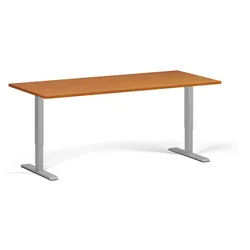 Höhenverstellbarer Schreibtisch, 2 Motoren, 74-121 cm, Tischplatte 180x80 cm, graues Metallgestell, Kirschbaum
