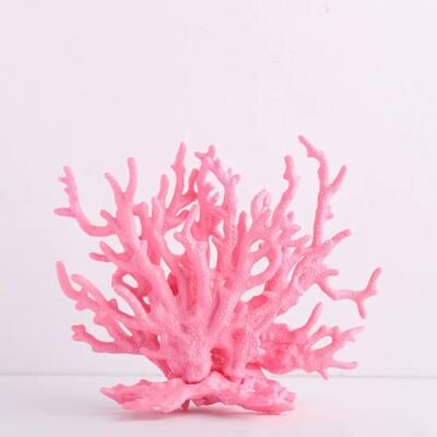 Uplift Treasures Aquarium Fake Coral Decoration Resin Marine Plant Ornament For Fish Tanks pink