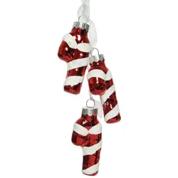 Christmas Decorations 3 Christbaumschmuck Zuckerstangen 5cm Glas Weihnachtskugeln Süßigkeiten rot weiß