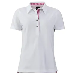 Damen Polo-Shirt Trachtenlook "JN715" - M - white/purple-white