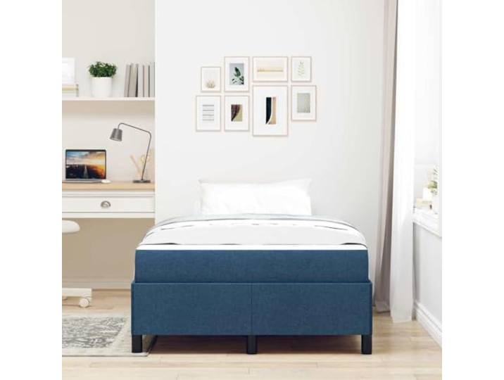 KTHLBRH Boxspringbett blau 120 x 190 cm Stoff Technisches Holz, mittlere Matratze, feste Latten, Unterstützung 280 kg